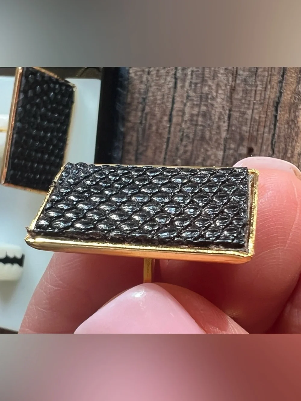 Gold and Black Rectangular Cufflinks - Classic Men's Accessory